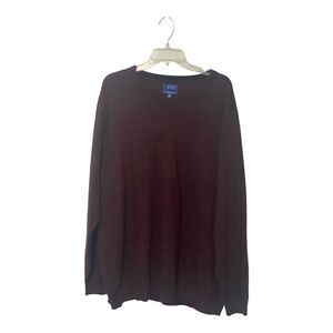 Apt 9 Mens 2XB Wool Blend Lightweight VNeck Long Sleeve Maroon Pull-Over Sweater